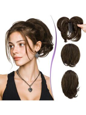 Dark Brown Claw Clip Ponytail Extension | 9" Curly Brunette Ponytail Hairpiece